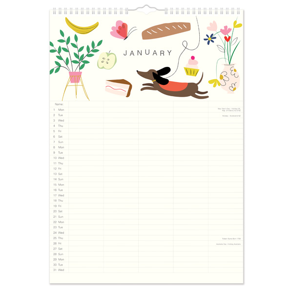 C24017 2024 Caroline Gardner Bits & Bobs A3 Family Planner Wall Calendar  Month To View