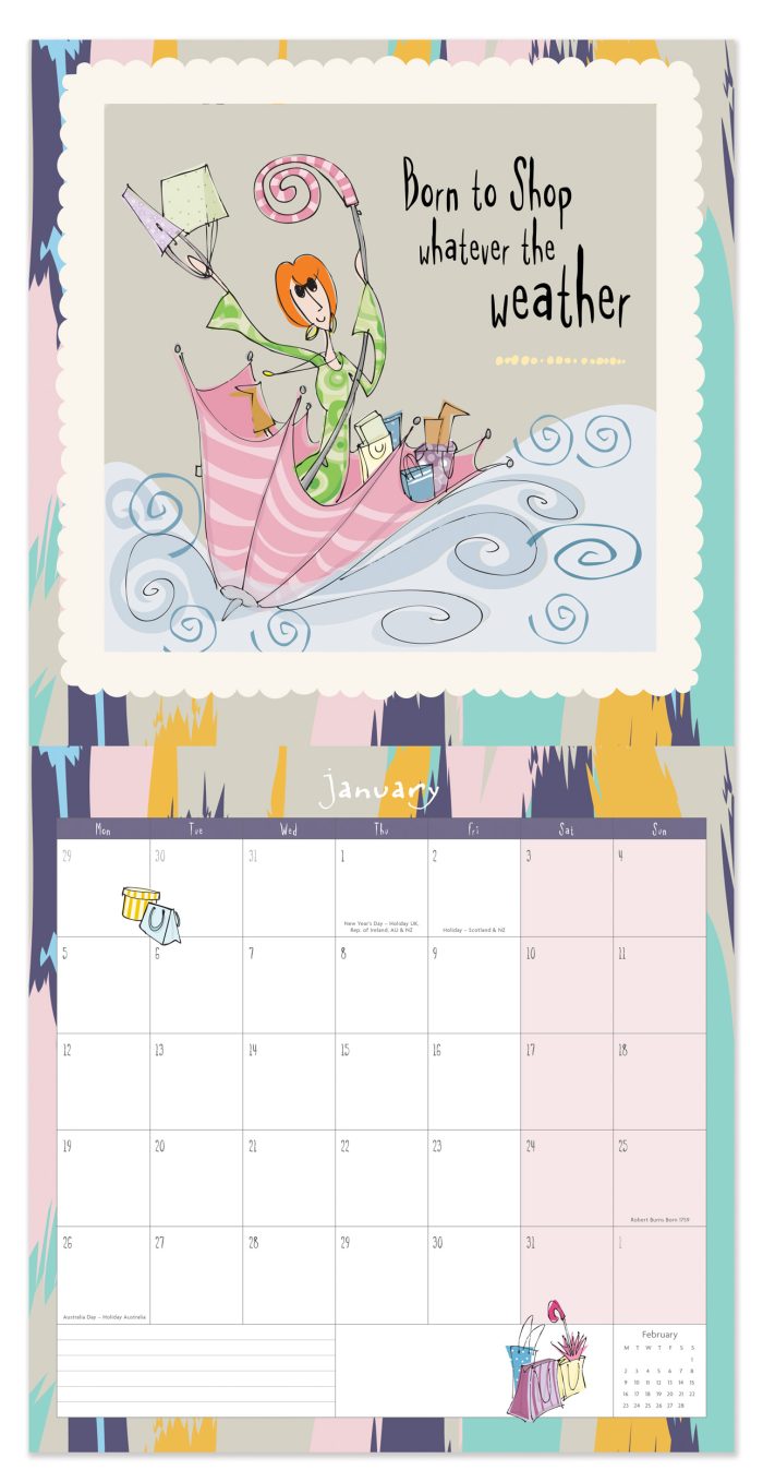 C26012 Born to Shop Square 2026 Calendar - Image 5