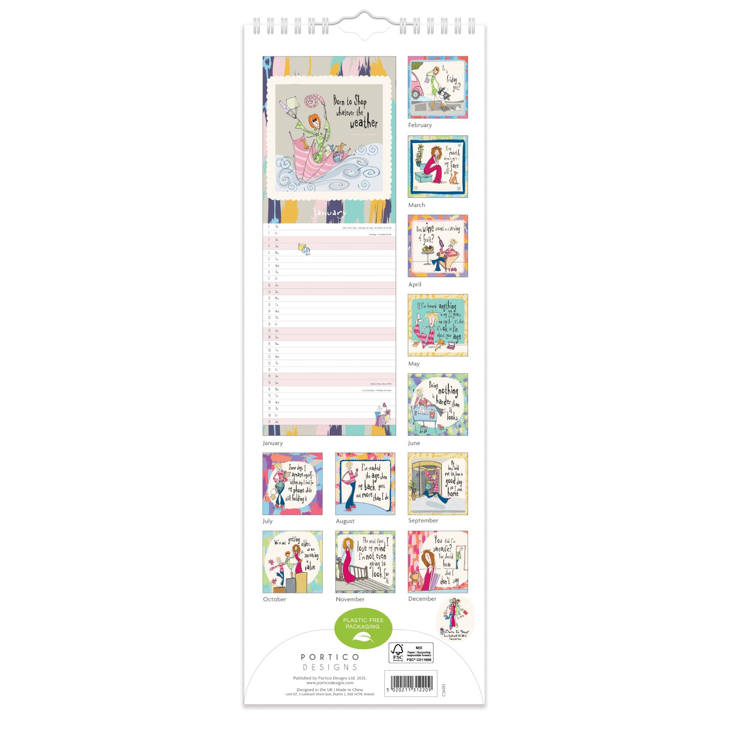 C26013 Born to Shop Slim 2026 Calendar - Image 2