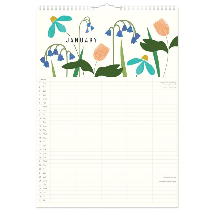 C26019 Caroline Gardener  Posie A3 Family 2026 Calendar - Image 3