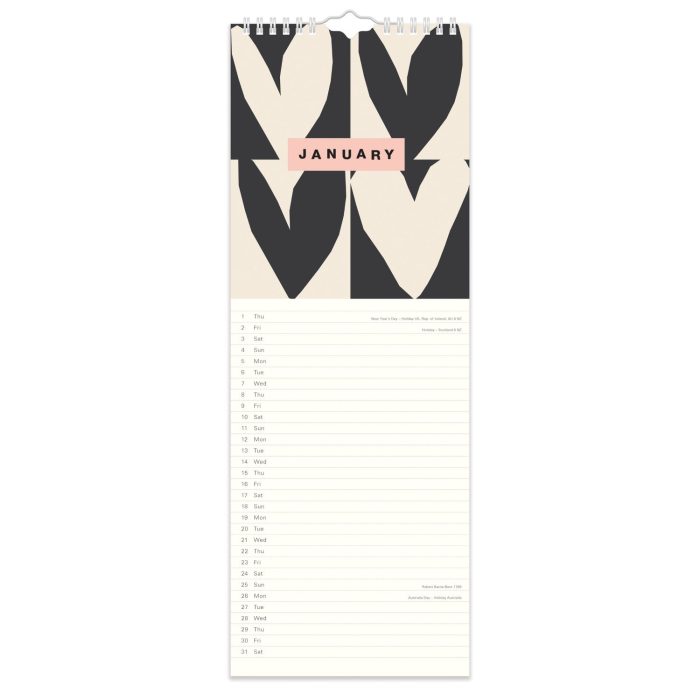 C26020 Caroline Gardener  Hearts/Mixed Prints Slim 2026 Calendar - Image 3