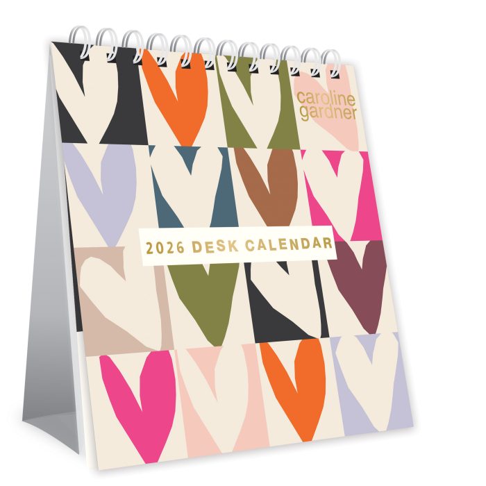 C26022 Caroline Gardener  Hearts/Mixed Prints Desk 2026  Calendar - Image 5