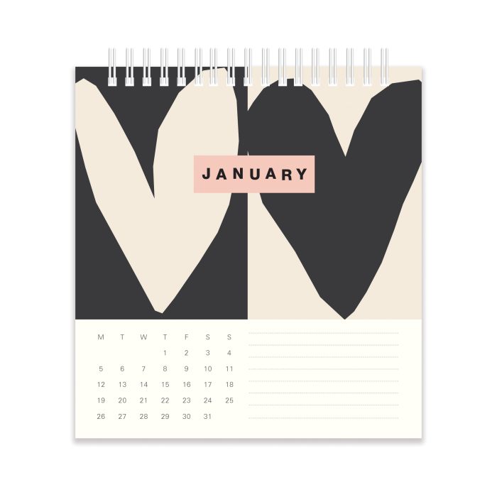C26022 Caroline Gardener  Hearts/Mixed Prints Desk 2026  Calendar - Image 2