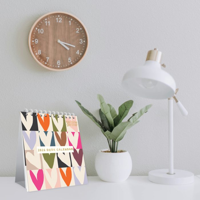 C26022 Caroline Gardener  Hearts/Mixed Prints Desk 2026  Calendar - Image 3
