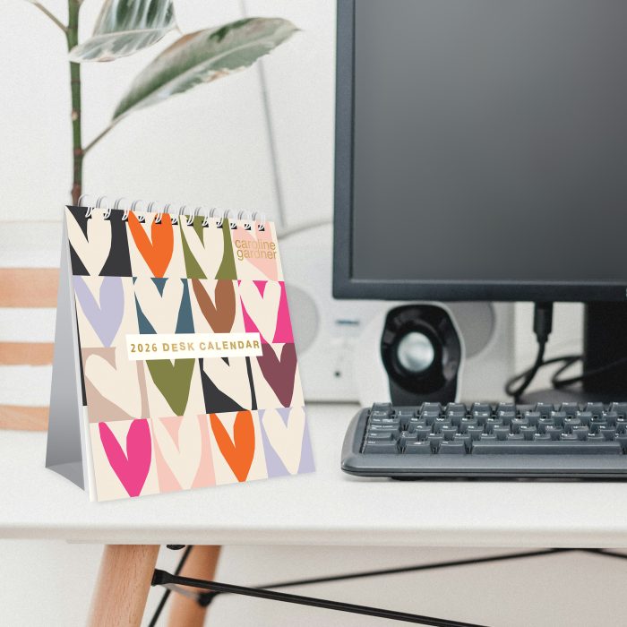 C26022 Caroline Gardener  Hearts/Mixed Prints Desk 2026  Calendar - Image 4