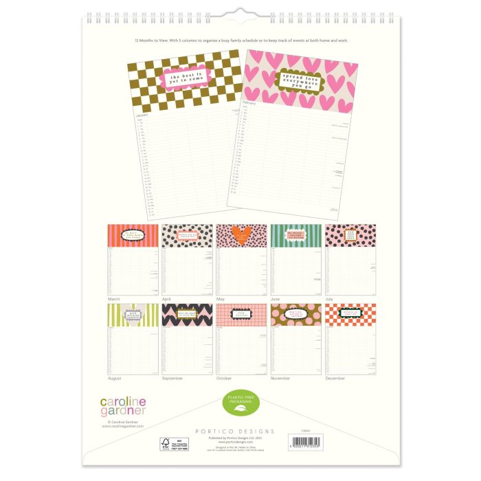 C26024 Caroline Gardner Lots of Love A3 Family 2026 Calendar - Image 2