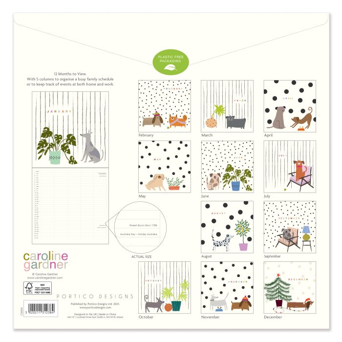 C26026 Caroline Gardner  Dogs Square Family 2026 Calendar - Image 4