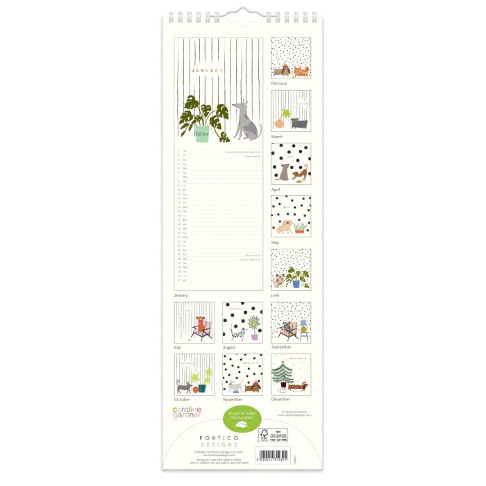 C20627 Caroline Gardner Dogs Slim 2026  Calendar - Image 2