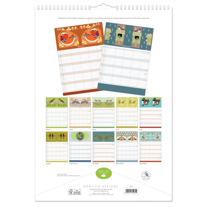 C26045 I Like Birds A3 Family 2026 Calendar - Image 2