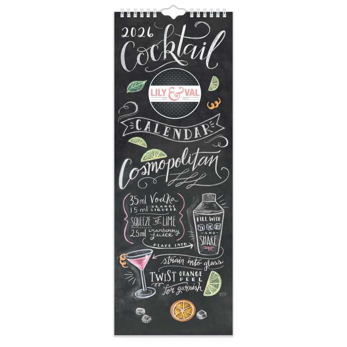 C26048 Lily & Val Cocktails Slim 2026 Calendar