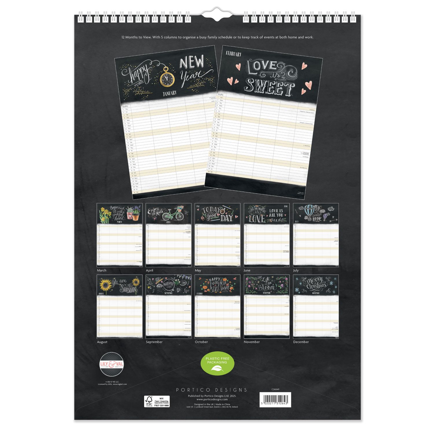 C26049 Lily & Val A3 Family 2026 Calendar - Image 2