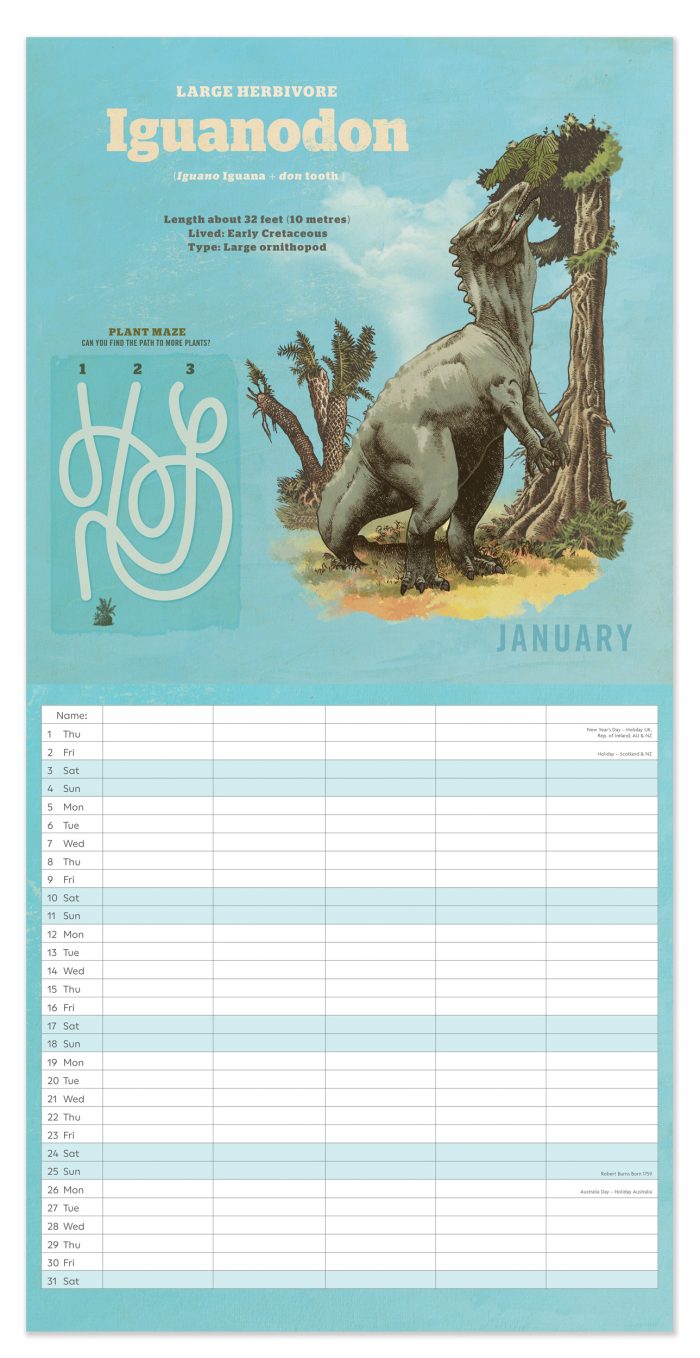 C26054 NHM Kids Dinosaurs Square  Family 2026  Calendar - Image 2