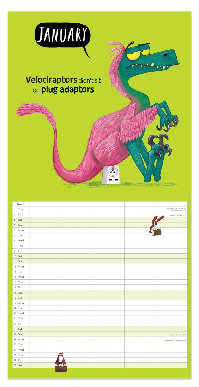 C26063 Oi Dinosaurs! Square  Family 2026 Calendar - Image 2