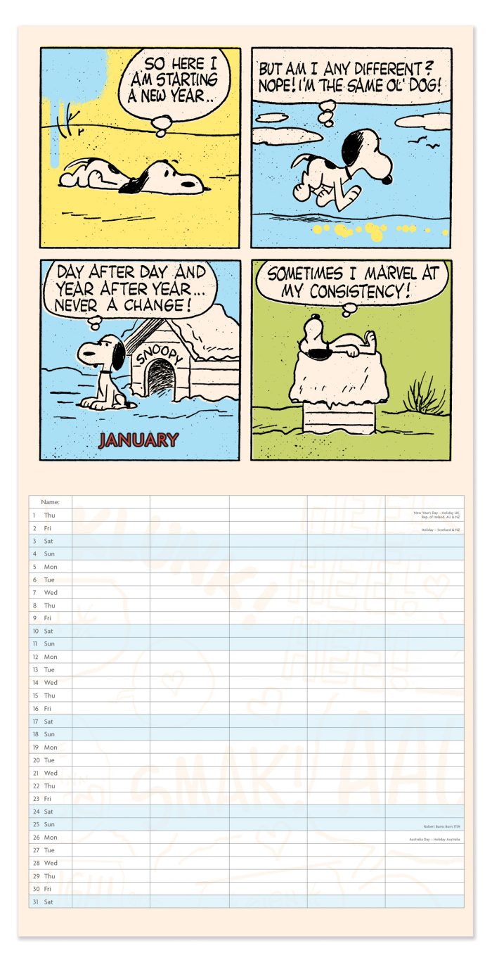 C26071 Peanuts Square  Family 2026 Calendar - Image 2