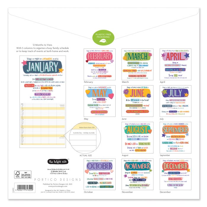 C26092 The Bright Side Square Family 2026 Calendar - Image 4