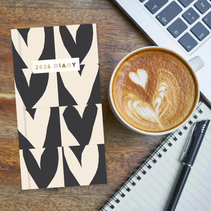 D26008 Caroline Gardener  Hearts/Mixed Prints Slim 2026 Diary - Image 2