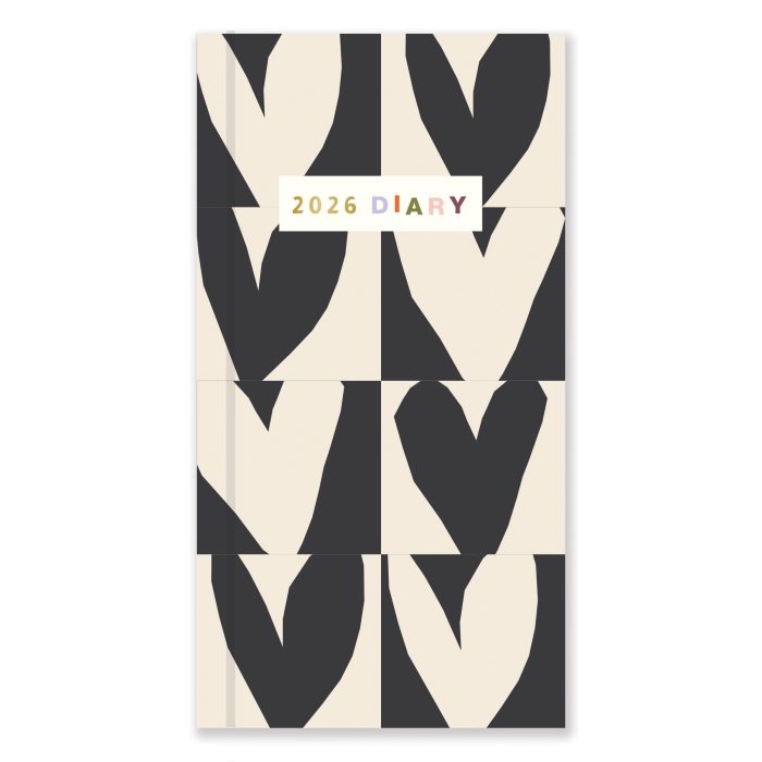 D26008 Caroline Gardener  Hearts/Mixed Prints Slim 2026 Diary