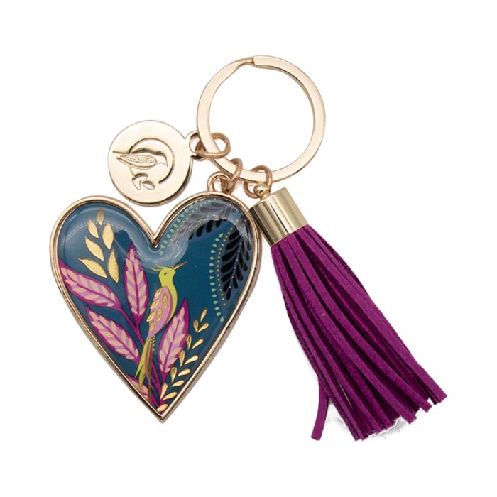 SAM2213 Sara Miller Savannah Heart Navy Keyring